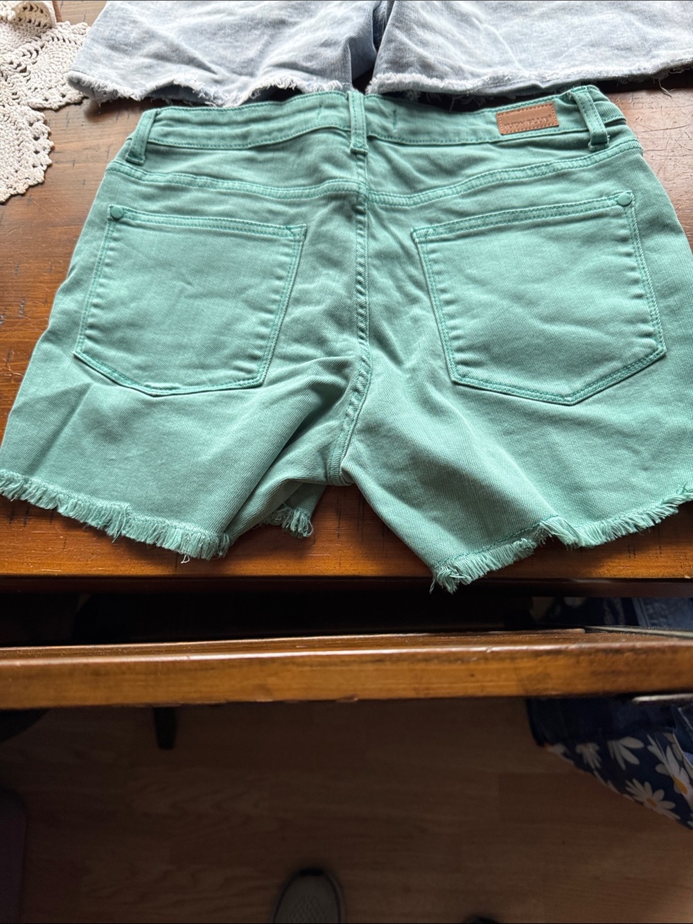Light Wash and Mint Green Denim Cutoff Shorts - 2 Pack by Judy Blue size L - Picture 5 of 9